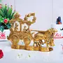 KridayKraft Metal Gold Plated Antique Lord Krishna and Arjun Rath Chariot with Two Horses Decorative Showpiece (19 cm Height X 4 cm Length X 29 cm Wide), 5 image