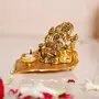 Kridaykraft Metal Lord Ganesha On Leaf with Diya Idol for Pooja Room Showpiece for RoomOffice & Tablecar and Gift for Have Anniversaries Birthday., 3 image