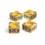 Kirat Creations Blue Pottery T-Light Candle Holder | Home Decor Gift Item | Yellow - Set of 4, 2 image