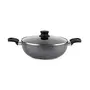 Cello Non Stick Hammered Tone Kadhai with Glass Lid 2.5 LTR Black & Grey, 2 image