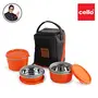 Cello Max Fresh Micro Insulated Lunch Box with Stainless Steel Inner 3-Pieces Orange, 2 image