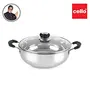 Cello Steelox Induction Compatible Stainless Steel Kadhai 3 LTR with Glass Lid 3LTR, 2 image