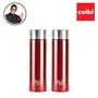 Cello H2O Stainless Steel Water Bottle Set 1 Litre Set of 2 Red, 2 image