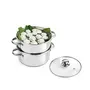 Cello Steelox Induction Compatible Stainless Steel Multi Purpose Steamer/Modak Maker with Glass Lid 18Cm, 5 image