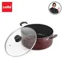 Cello Prima Non Stick Biryani Pot 5.5 LTR with Glass Lid gass Stove Compatible Only Cherry, 3 image