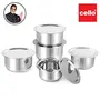 Cello Stainless Steel Tope with Lid Induction Bottom Set of 5 (Capacity - 1.1L 1.4L 1.9L 2.5L 3.1L) Silver Medium (SS_TOPE_SS_LID_IB_SET5), 2 image