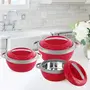 Cello Hot n Fresh Casserole Gift Set with Inner Steel Set of 3(500ml 1000ml 1500ml) Red, 7 image