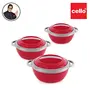 Cello Hot n Fresh Casserole Gift Set with Inner Steel Set of 3(500ml 1000ml 1500ml) Red, 3 image
