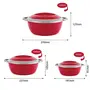 Cello Hot n Fresh Casserole Gift Set with Inner Steel Set of 3(500ml 1000ml 1500ml) Red, 6 image