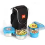 Cello Blue Swirl Opalware Dinner Set 18-Pieces White & Cello Max Fresh Click Steel Lunch Box Set 4-Pieces Blue, 7 image
