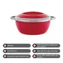 Cello Hot n Fresh Casserole Gift Set with Inner Steel Set of 3(500ml 1000ml 1500ml) Red, 4 image
