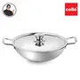 Cello Steelox Premia Stainless Steel Kadhai with SS Lid 2.0Ltr / 24cm Silver Medium, 3 image