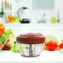Cello Fine Grind Multy Utility Polypropylene Vegetable Chopper with 3 Blades Small(450ml) Brick Red, 6 image