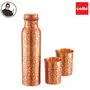 Cello Diva Gift Set Floral Copper Water Bottle with 2 Copper Glass Drinkware 1000 ML Bottle 300 ML Glass, 2 image
