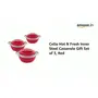 Cello Hot n Fresh Casserole Gift Set with Inner Steel Set of 3(500ml 1000ml 1500ml) Red, 2 image
