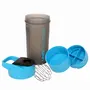 Jaypee Plus Plastic Uno Shaker with 2 Storage Compartment and Wire Blending Ball Grey Blue, 3 image