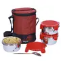 Jaypee Plus Stainless Steel Lunch Box Set with Bag 3-Pieces Triple Delight (Red), 3 image
