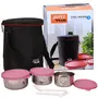Jaypee Plus Stainless Steel Container Lunch Box Steel Decker 3 Pink 550 ml Each, 2 image