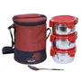 Jaypee Plus Stainless Steel Lunch Box Set with Bag 3-Pieces Triple Delight (Red), 5 image