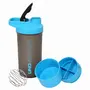 Jaypee Plus Plastic Uno Shaker with 2 Storage Compartment and Wire Blending Ball Grey Blue, 2 image