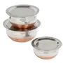 Dynore Set of 3 Copper Bottom Serving Bowls with lids with 3 Serving Spoons, 2 image