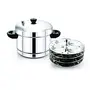 Dynore Stainless Steel Multipurpose 4x4 Idli plates Steamer Cooker Set Of 5