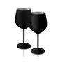 Dynore Stainless Steel Black Matte Wine Cooler 800 ml with 2 Goblet Glass- Set of 3, 2 image