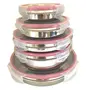 Dynore Stainless Steel 5 Pc Pink Tiffin with 2 Glass Tumbler 400/600 ml- Set of 7, 2 image
