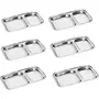 Dynore Stainless Steel 2 in 1 Two Compartment Nasta/Dinner Plate- Set of 6