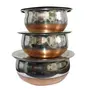 Dynore Set of 3 Copper Bottom Serving Bowls with lids with 3 Serving Spoons, 6 image