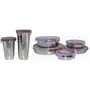 Dynore Stainless Steel 5 Pc Pink Tiffin with 2 Glass Tumbler 400/600 ml- Set of 7, 3 image