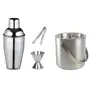 Dynore 4 Piece Bar Set (Large) - Cocktail Shaker 750 ml, Ice Tong, Ice Bucket 1500 ml and Peg Measure 30/60 ml