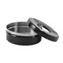 Dynore Stainless Steel Black/Silver Round Lid Ash Tray- Set of 2, 3 image