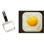Dynore Stainless Steel Set of 2- Round and Sqaure Egg/Pancake Ring with Handle, 2 image