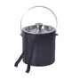 Dynore Stainless Steel 2 pc Black Color bar Set - Double Wall Ice Bucket 1000 ml and Ice Tong