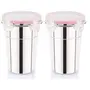 Dynore Stainless Steel Airtight, Leak Proof, Frezzer Safe and Dust Proof Glass Tumblers with Lid Set of 2. Capacity- 400 ML
