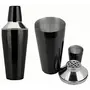 Dynore Stainless Steel 3 Pcs Muddler Bar Set- Black PVC Muddler, Black Peg Measure- 20/40 ml, Black Cocktail Shaker- 750 ml, 3 image