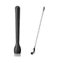 Dynore Stainless Steel Teardrop Bar Spoon with Black PVC Muddler- Set of 2