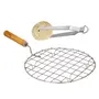 Dynore Stainless Steel Papad Jali 22 cm with Chimta 28 cm - Set of 2 Kitchen Tools