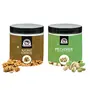 WONDERLAND FOODS (DEVICE) 350g Dry Fruits Food Grade Reusable Jars (Pistachio 200g With Walnut Kernels 150g)