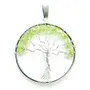 Nature's Crest Peridot Tree of Life Pendant for Unisex Natural Stone with Silver Plated Energized & Charged for Reiki & Crystal Healing Gemstone Tumbled Chips Beads