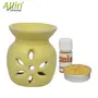 Allin Exporters Ceramic Diffuser Pot Essential Oil Burner Aromatherapy Oil Warmer with Tea Light Candle and Jasmine Aroma Oil for Spa Reiki Meditation and Aromatherapy (Yellow), 3 image