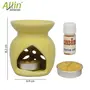 Allin Exporters Ceramic Diffuser Pot Essential Oil Burner Aromatherapy Oil Warmer with Tea Light Candle and Jasmine Aroma Oil for Spa Reiki Meditation and Aromatherapy (Yellow), 2 image