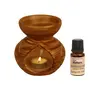 Pure Source India Ceramic Aroma Wooden Finish Puchai Burner (Brown) 3.5 x 5 (PSI-GS-PUCHAI SETLMNG)