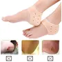 GaxQuly Silicone Gel Women's White Smooth Leather Heel Pad Socks for Swelling Pain ReliefDry Hard Cracked Repair Heel Socks For Pain Relief Free Size, 5 image