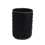 Premsons® Stylish Woven Design Round Leather Pen/ Pencil Desk Organizer for Home and Office- Black