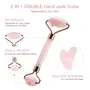 Getmecraft Jade Roller and Gua Sha Set With FREE SILICON FACE MASK BRUSH - Face Roller: 100% Natural Rose Quartz - Face Massager Facial Roller for Skin Care Eyes Neck - Authentic Durable, 4 image