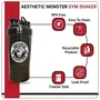 Aesthetic Monster BPA-Free Spider Leakproof Gym Shaker Sipper Bottle with Extra Compartment (Black 600ml), 2 image