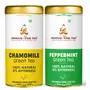 HINDUSVEDA Chamomile and Peppermint Tea with Herbal Aroma and Loose Leaf Green Tea (100gm each) | Tea for Sleep Digestion and Relaxation