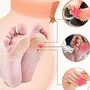 SVShoperzone Anti Crack Full Length Silicon Moisturizing Heel Pads Socks + Silicone Gel Pad + Half Toe Pain Relief Cracks Foot Care Protector Pedicure Support for Women (Beige Free Size Combo), 5 image